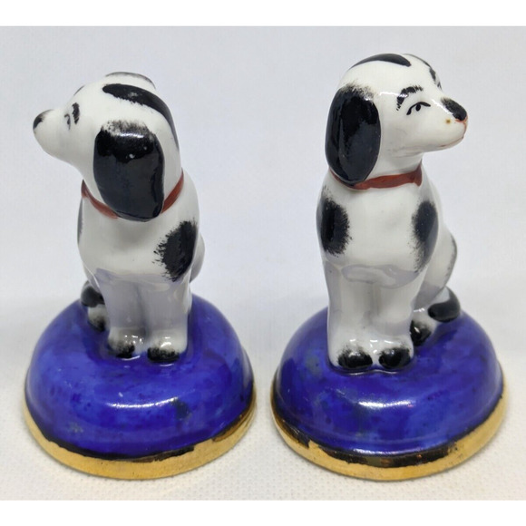 RARE Sitzendorf Germany Spaniel Dog Figurines Pair Staffordshire Style VTG 2.5" - Picture 4 of 10